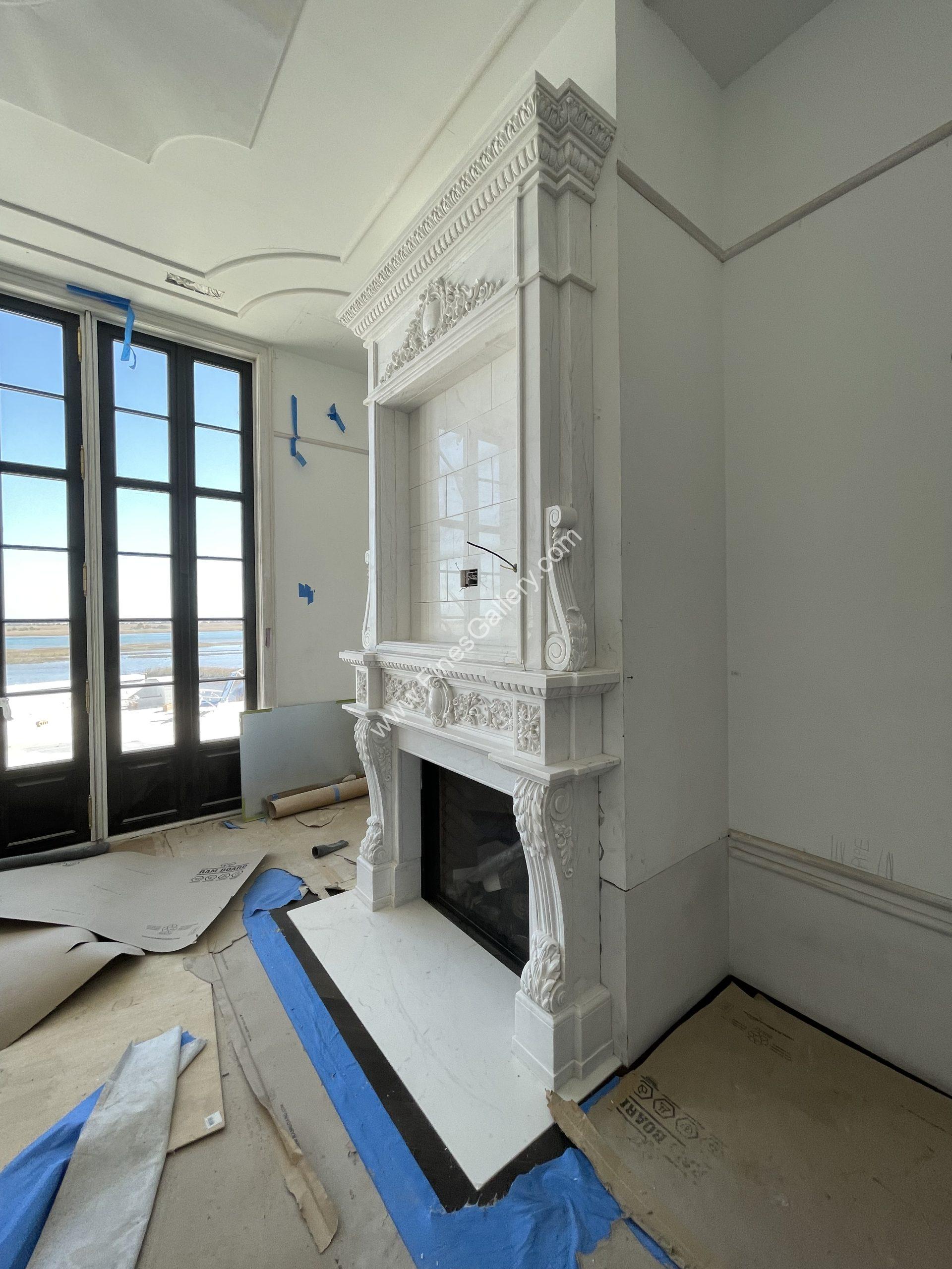 Custom Made Fireplace Mantels in Natural Marble, Limestone, Granite